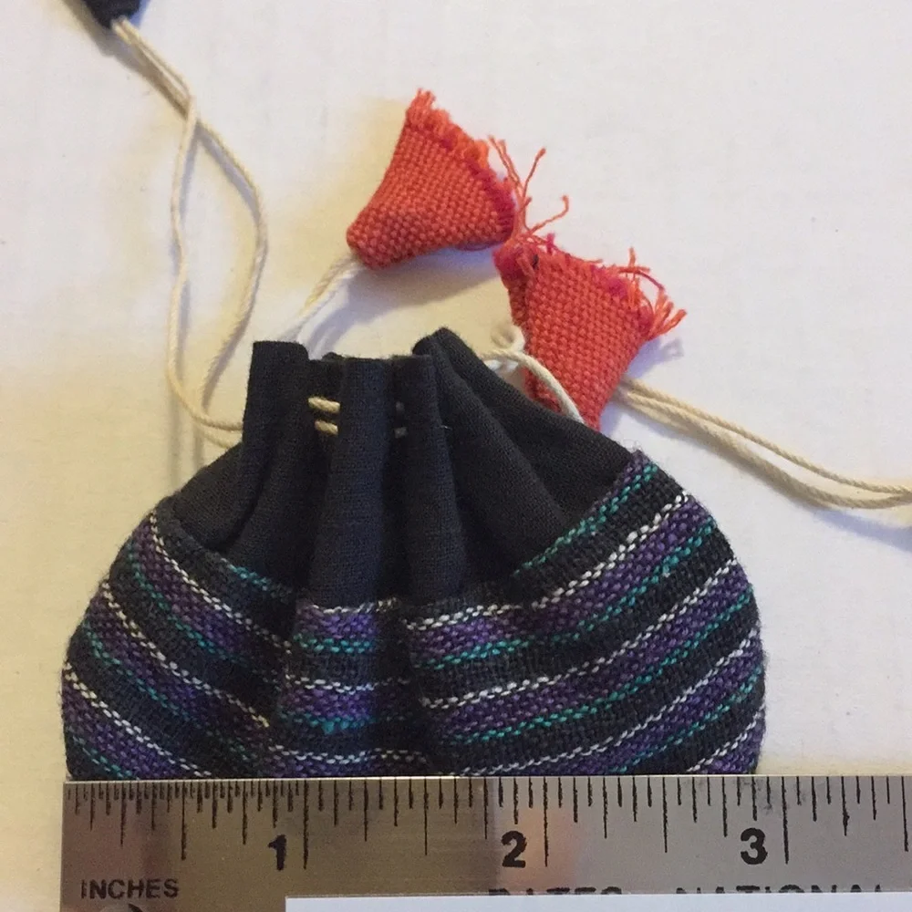 JEWELRY BAG stash sac cotton striped pull string Bali handmade